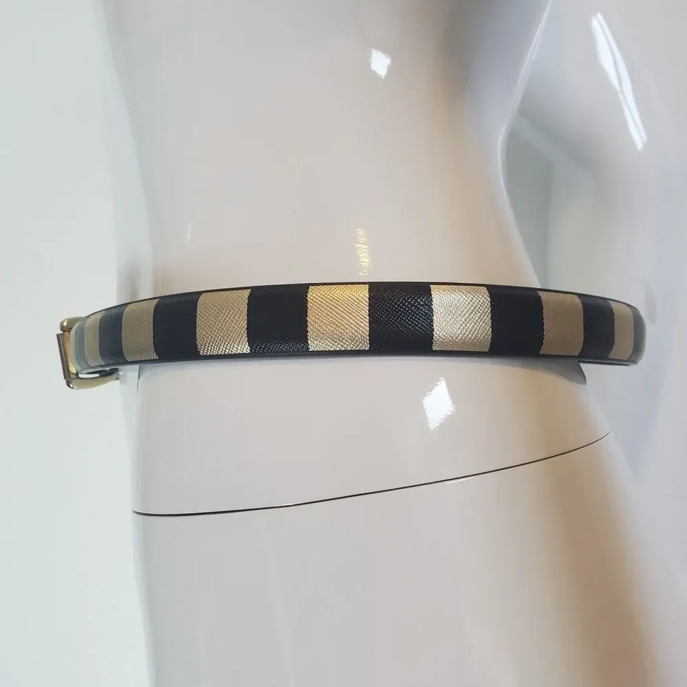 Unbranded Black & Gold Striped Belt